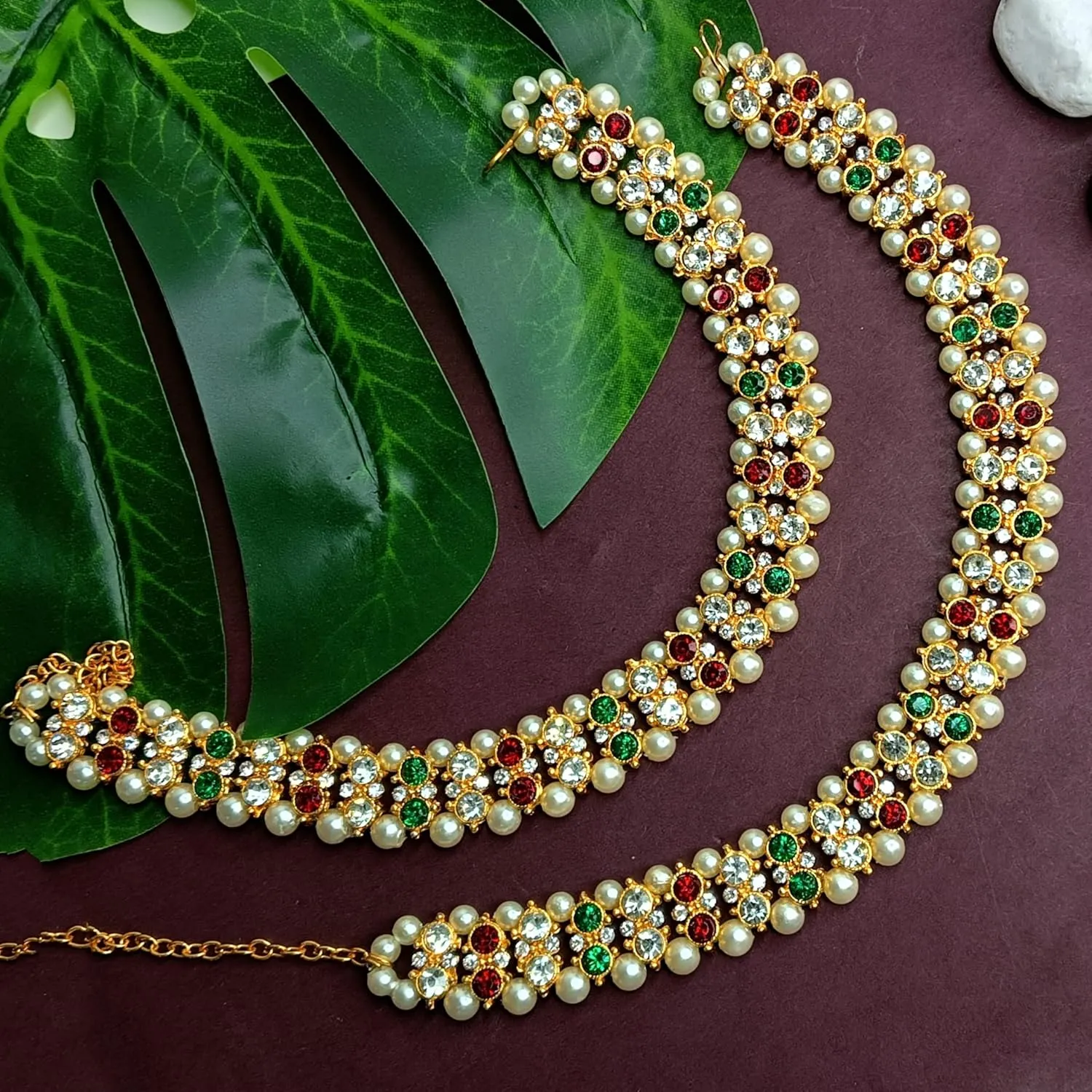 Efulgenz Indian Bridal Anklet Bollywood Crystal Faux Pearl Wedding Bridal Jhanjara Anklet Pair Bells Bracelet Payal Foot Jewelry for Women