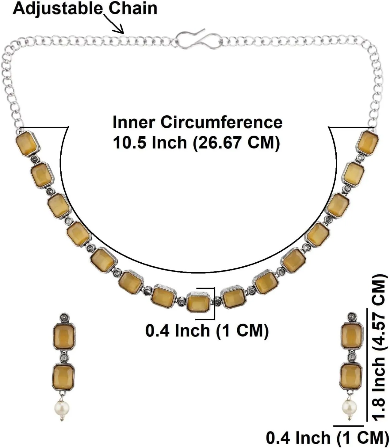 Efulgenz Indian Jewelry Sets for Women Bohemian Jewelry Set for Women Square Crystal Stone Necklace Sets with Dangle Earrings Choker Necklace Earrings Set