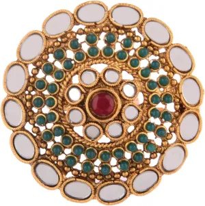 Efulgenz Indian Ring Crystal Glass Stone Round Faux Pearl Beads Adjustable Big Finger Ring Jewelry for Women
