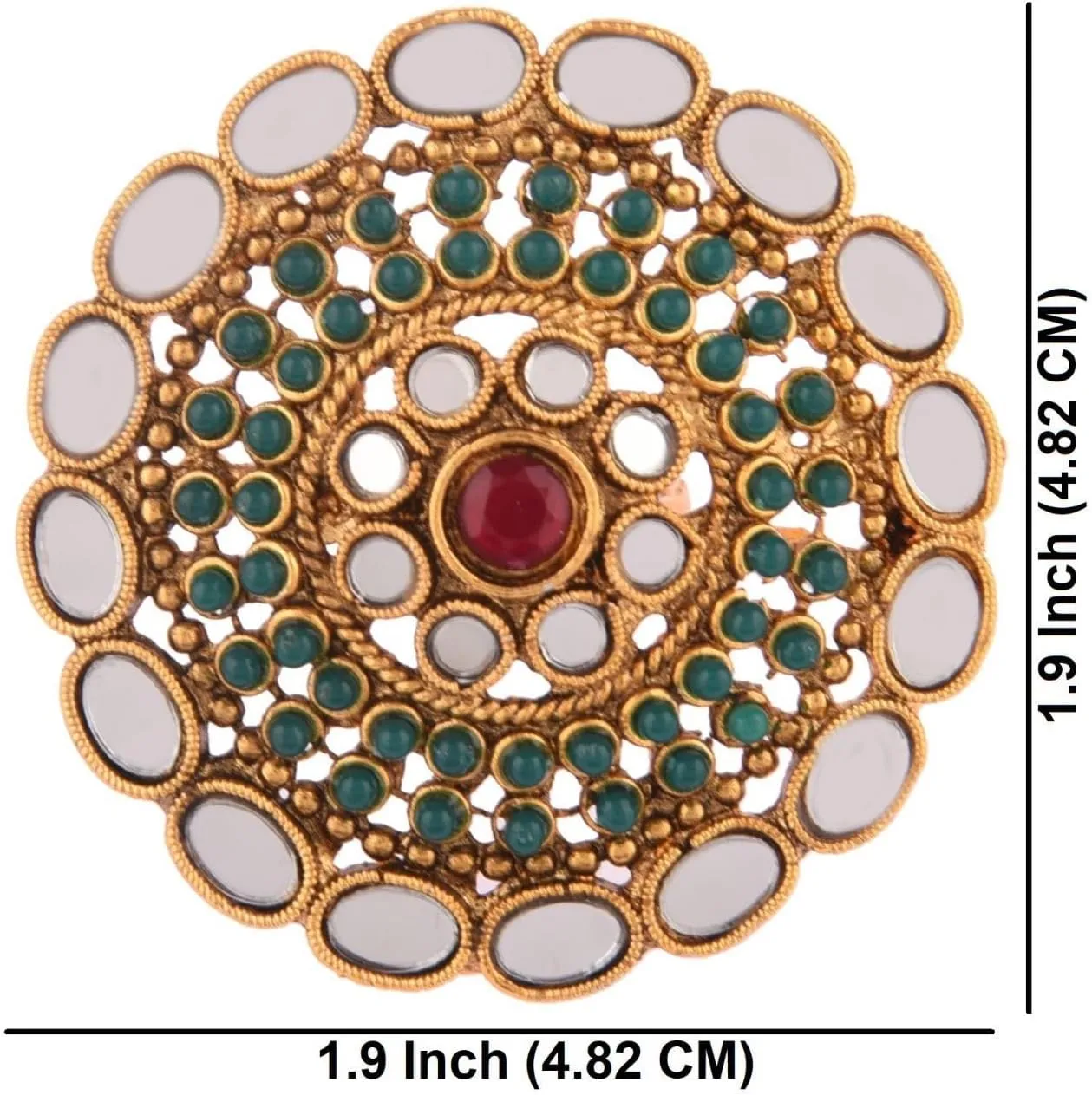 Efulgenz Indian Ring Crystal Glass Stone Round Faux Pearl Beads Adjustable Big Finger Ring Jewelry for Women