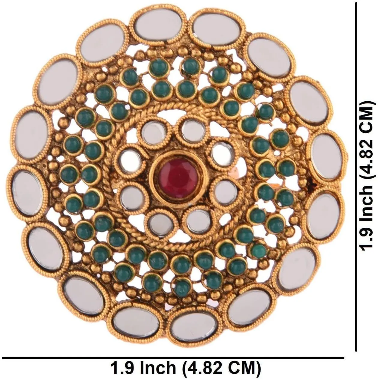 Efulgenz Indian Ring Crystal Glass Stone Round Faux Pearl Beads Adjustable Big Finger Ring Jewelry for Women