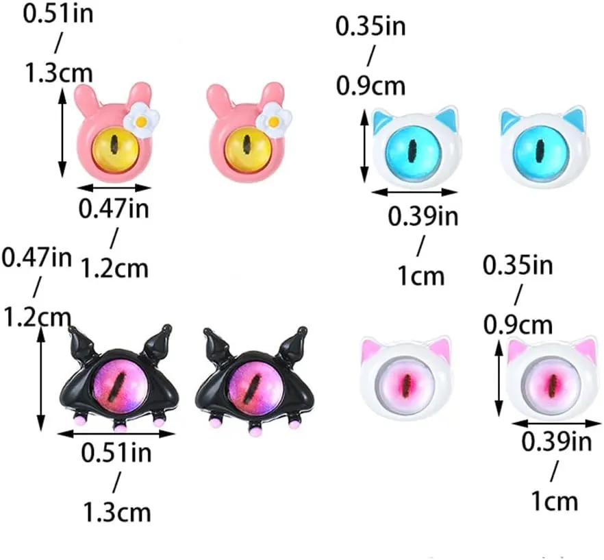 Enamel Little Monster Rings Cute Cat Stud Earrings Cartoon Resin Earrings Rabbit Finger Rings Adjustable Monster Open Rings Alloy Animal Earrings Niche Design Jewelry for Women