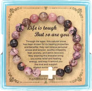 Encouragement Inspirational Bracelets For Women Men,Breast Cancer Gifts for Woman,Adjustable Stretch Inspirational Bracelets