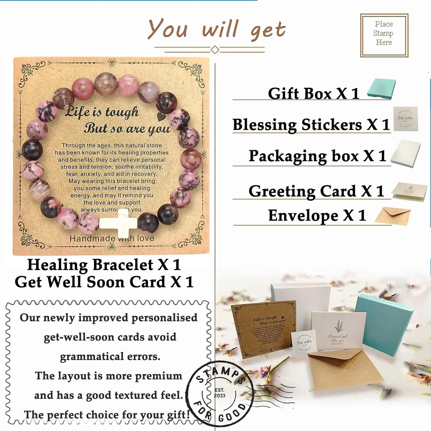 Encouragement Inspirational Bracelets For Women Men,Breast Cancer Gifts for Woman,Adjustable Stretch Inspirational Bracelets