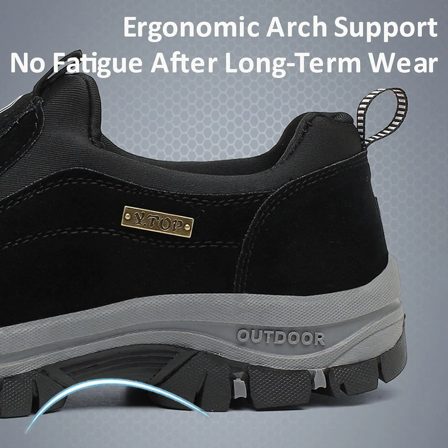 Enjerr Orthopedic Shoes Men Slipon, Outdoor Non-Slip Comfy Arch Support Walking Shoes for Balance