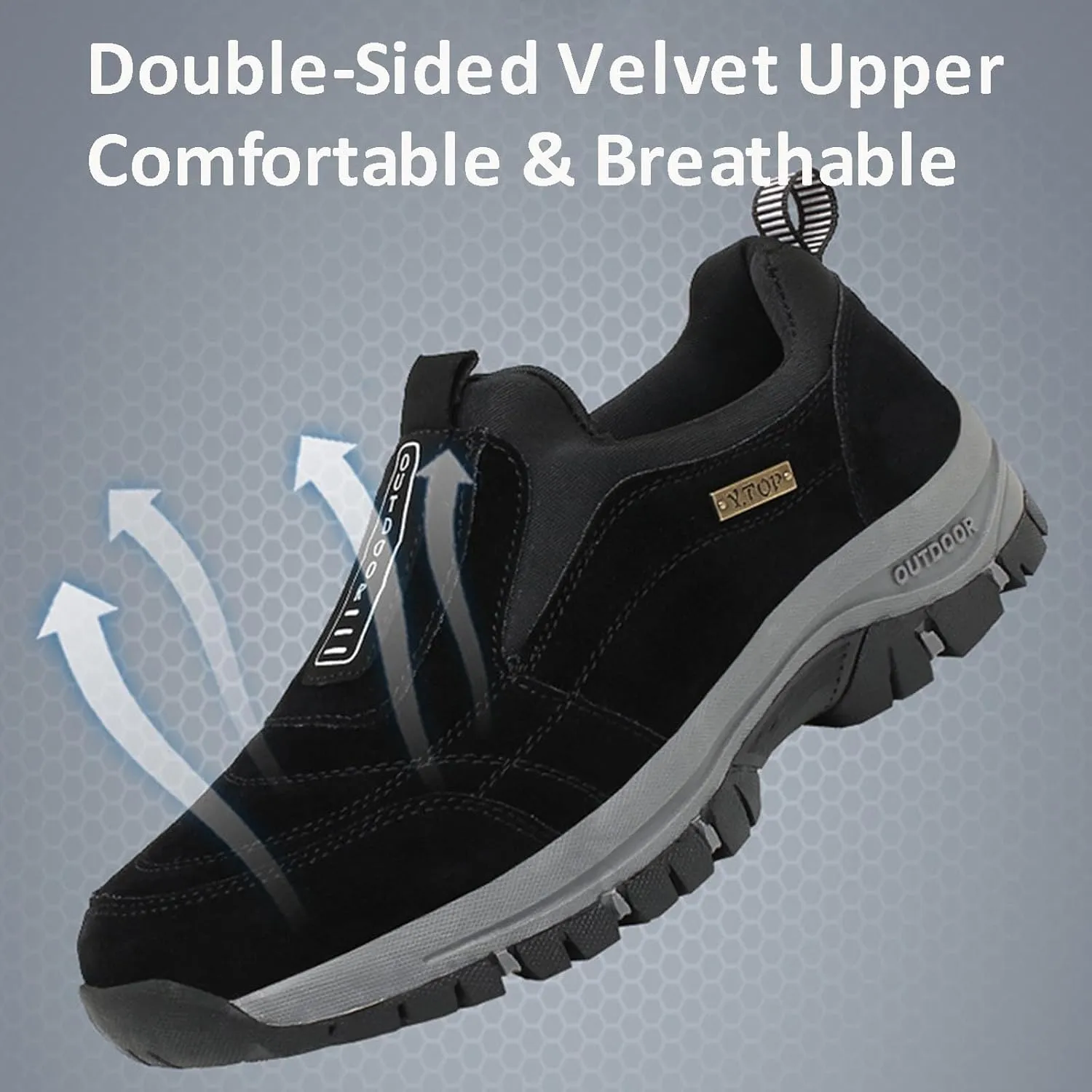 Enjerr Orthopedic Shoes Men Slipon, Outdoor Non-Slip Comfy Arch Support Walking Shoes for Balance