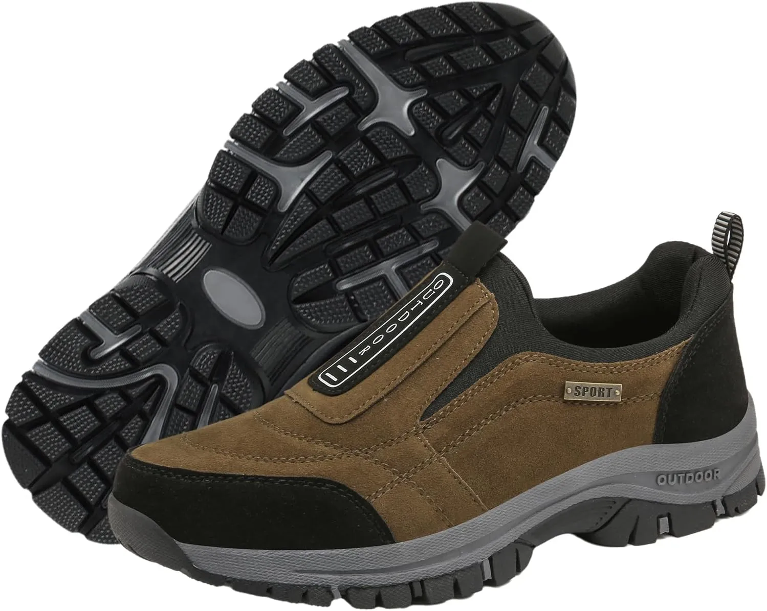 Enjerr Orthopedic Shoes Men Slipon, Outdoor Non-Slip Comfy Arch Support Walking Shoes for Balance
