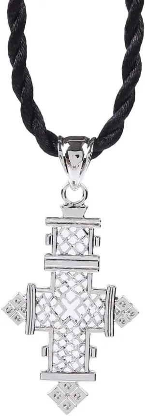 Ethiopian Cross Pendant Necklaces Chain Sliver Plated Jewelry