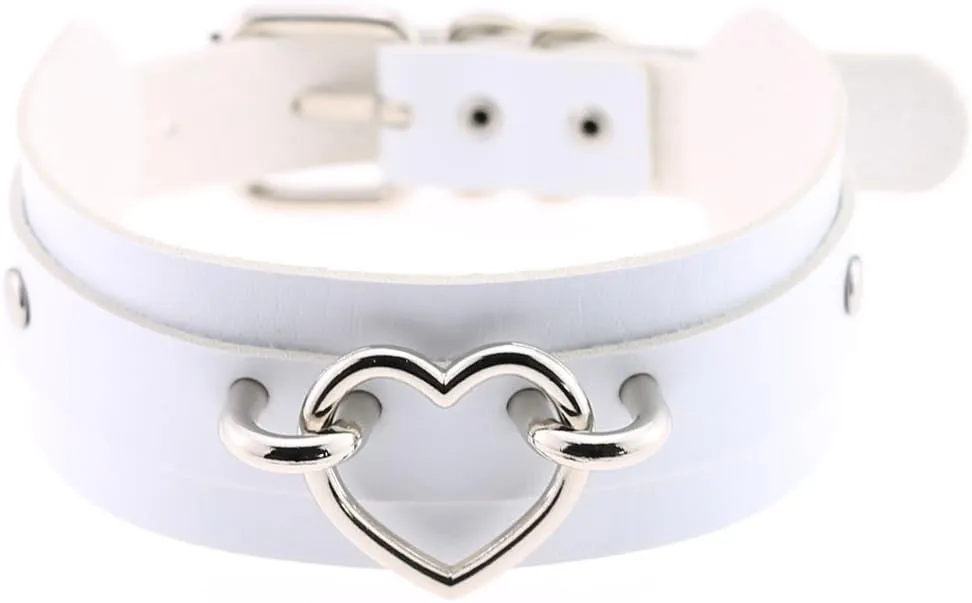 eYLun Women Leather Necklaces Collar Choker Heart Punk Rock Adjustable Collar Necklaces
