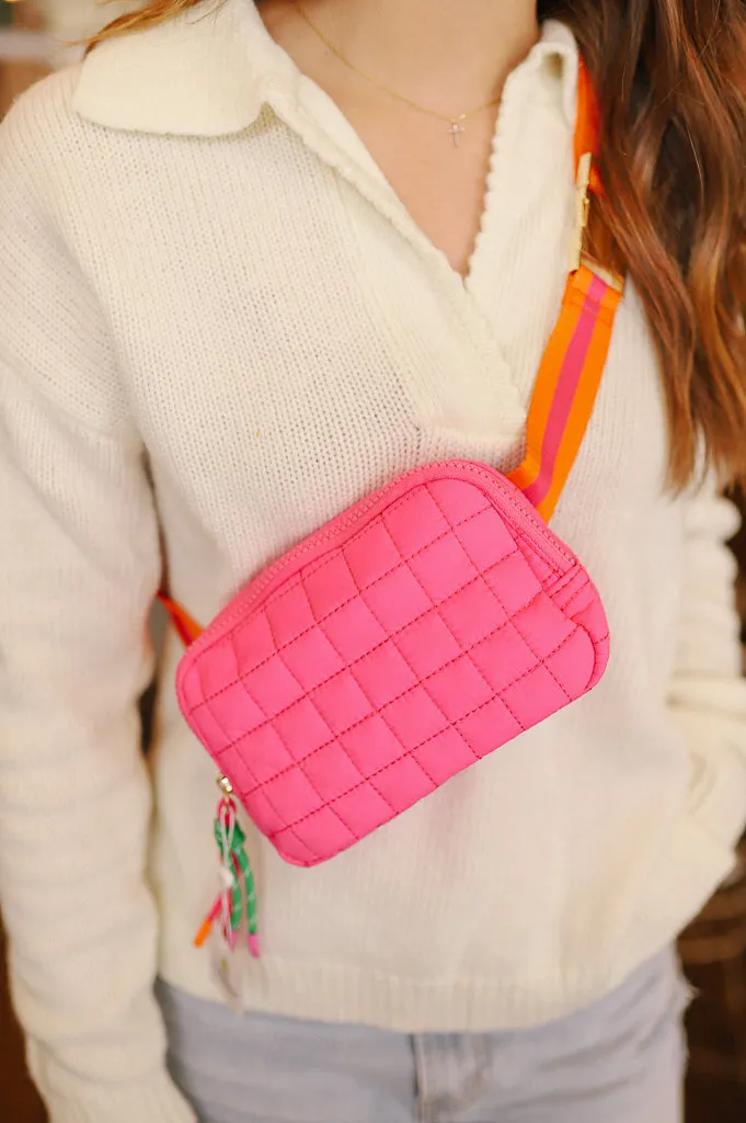 Ezra Quilted Belt Bag // Magenta