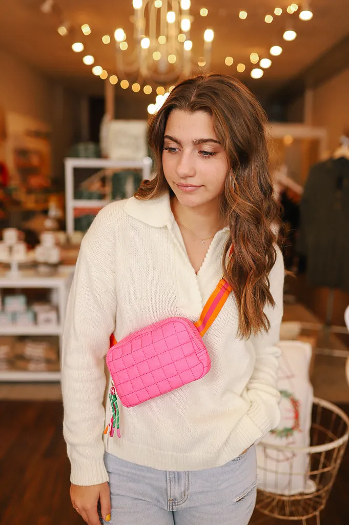 Ezra Quilted Belt Bag // Magenta