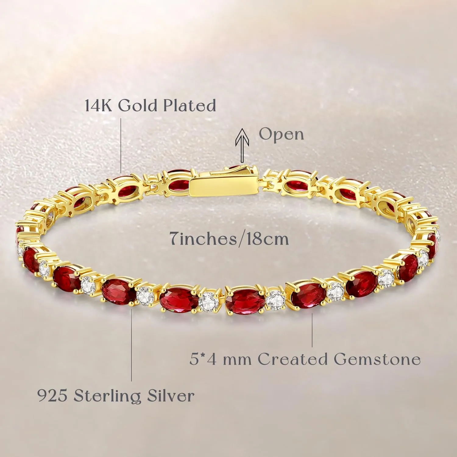 FANCIME 14K Gold Plated Birthstone Bracelets 4mm Sterling Silver Tennis Bracelets Gold Bracelets Mother's Day Birthday Jewelry Gifts for Women 7"