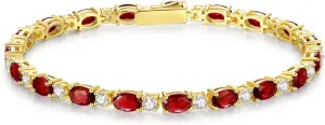 FANCIME 14K Gold Plated Birthstone Bracelets 4mm Sterling Silver Tennis Bracelets Gold Bracelets Mother's Day Birthday Jewelry Gifts for Women 7"