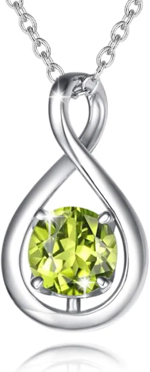 FANCIME Birthstone Necklaces for Women Fine Jewelry Sterling Silver Dainty Infinity Pendant Anniversary Birthday Christmas Gifts for Her Wife Mom Lady Daughter, Chain 16" 2" Extend