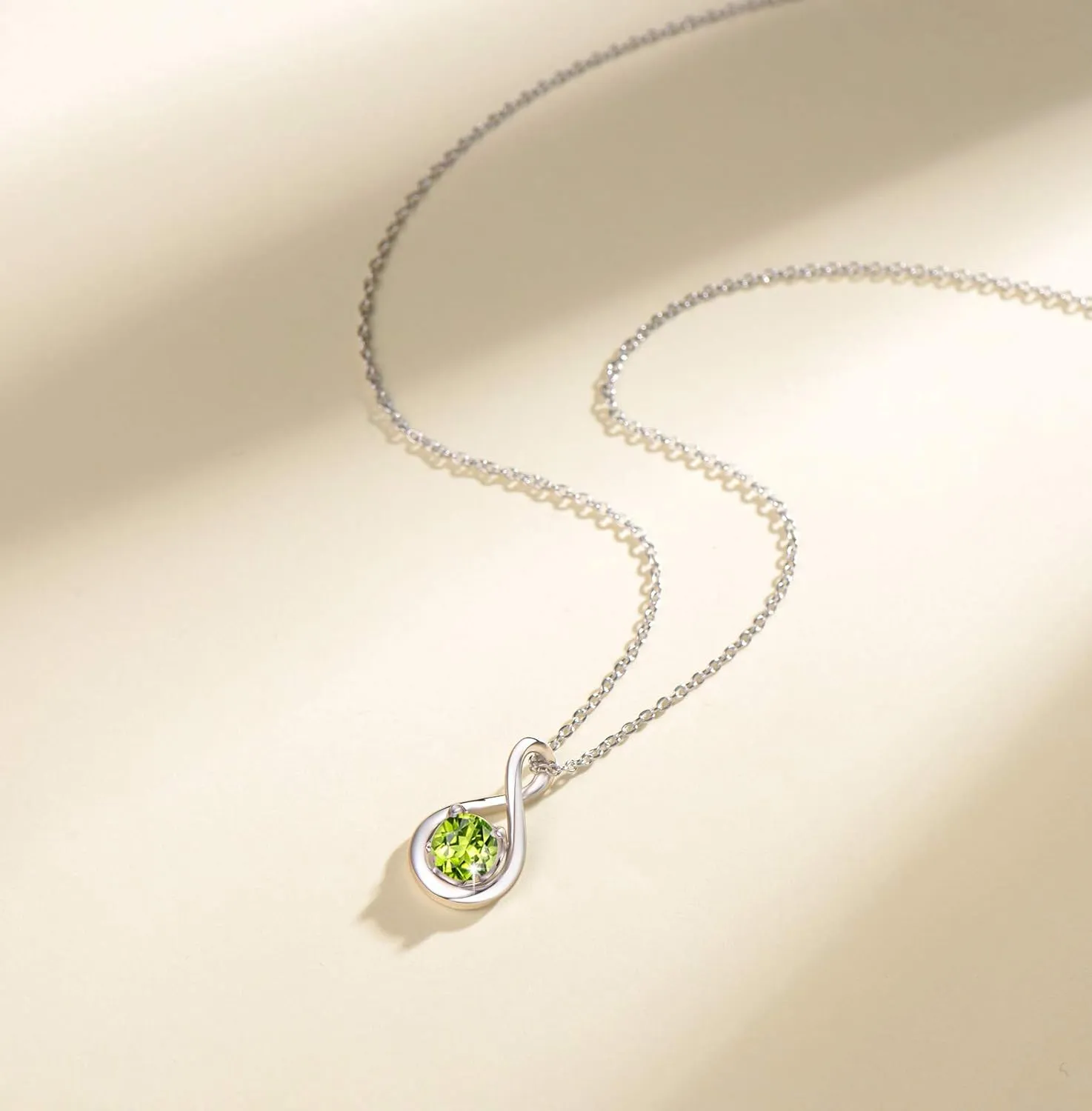 FANCIME Birthstone Necklaces for Women Fine Jewelry Sterling Silver Dainty Infinity Pendant Anniversary Birthday Christmas Gifts for Her Wife Mom Lady Daughter, Chain 16" 2" Extend