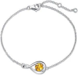 FANCIME Love Bracelet 925 Sterling Silver Infinity Birthstone Bracelets for Women Fine Jewelry Birthday Gifts for Her Mom Wife, Chain Length 6.7" 1.2" Extend