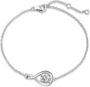 FANCIME Love Bracelet 925 Sterling Silver Infinity Birthstone Bracelets for Women Fine Jewelry Birthday Gifts for Her Mom Wife, Chain Length 6.7" 1.2" Extend