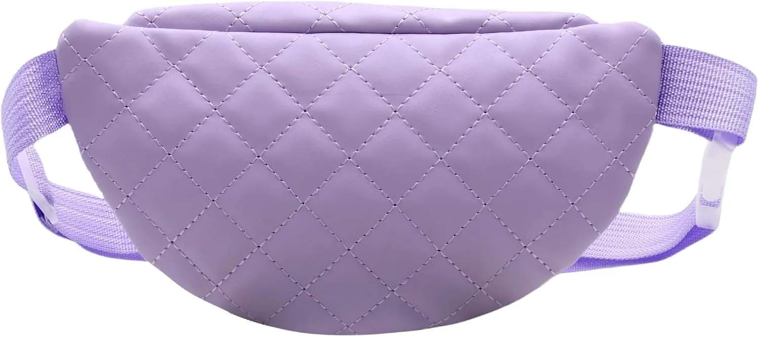 Fashion Quilted Fanny Pack for Girls Boys Kids Soft Small Waist Bag Crossbody Purse with Adjustable Belt