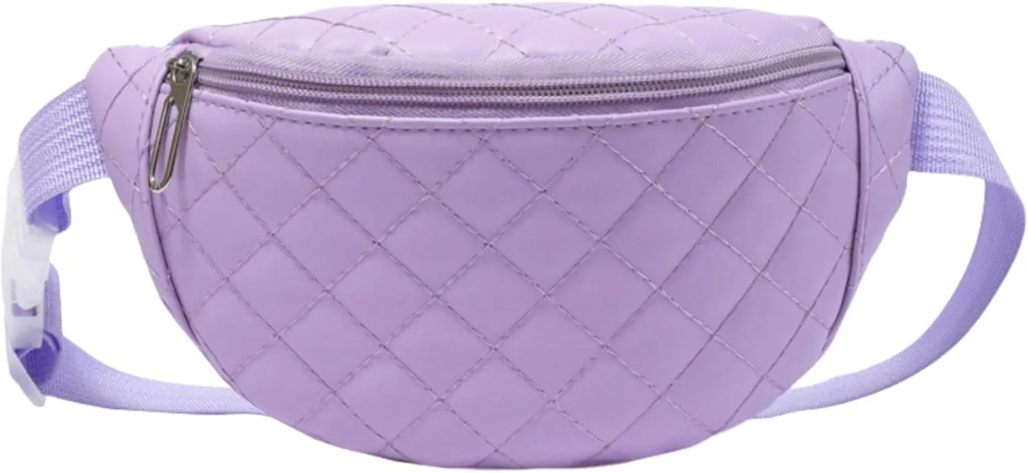 Fashion Quilted Fanny Pack for Girls Boys Kids Soft Small Waist Bag Crossbody Purse with Adjustable Belt