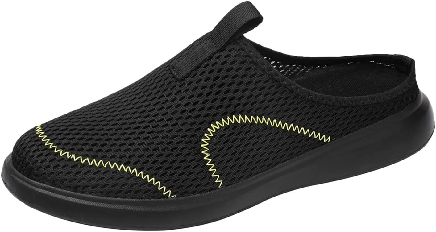 Fashion Summer Men Breathable Mesh Flat Elastic Casual Shoes Mens Sneaker Socks Sneaker (Black, 10.5)