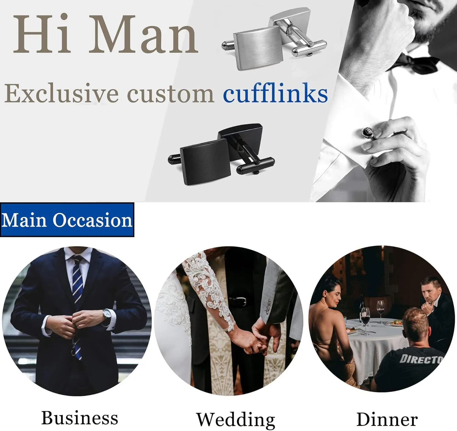 FIBO STEEL Stainless Steel Classic Cufflinks for Men Wedding Business