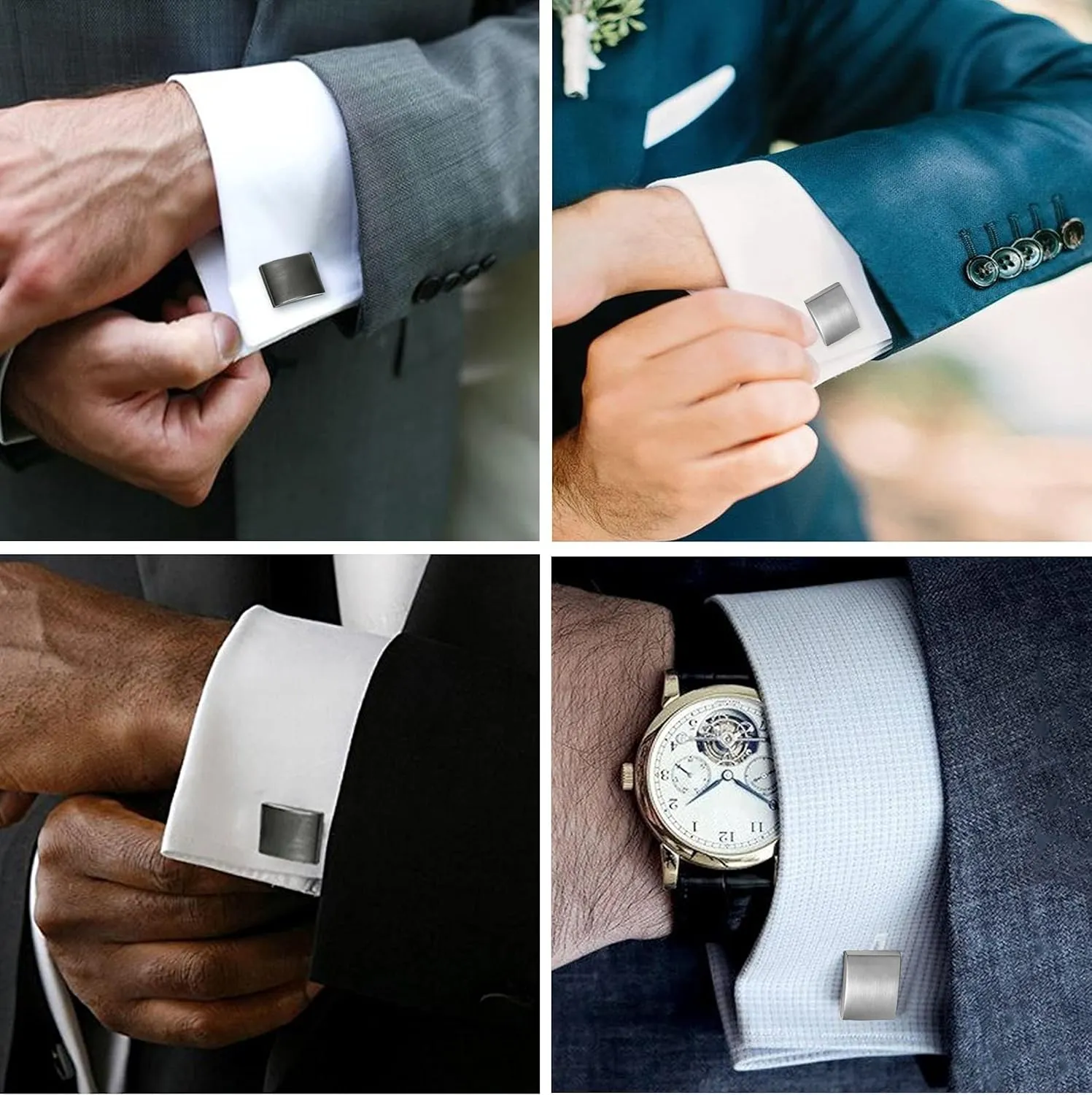 FIBO STEEL Stainless Steel Classic Cufflinks for Men Wedding Business