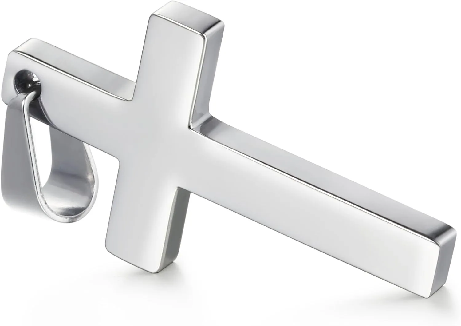 FIBO STEEL Stainless Steel Cross Pendant Chain Necklace for Men Women, 22-30 Inches