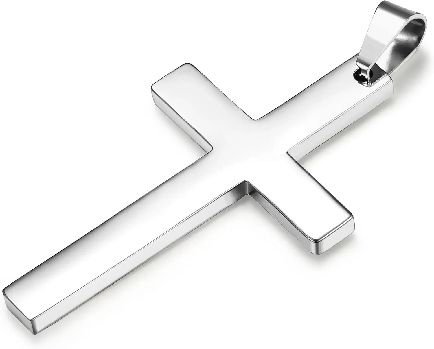 FIBO STEEL Stainless Steel Cross Pendant Chain Necklace for Men Women, 22-30 Inches
