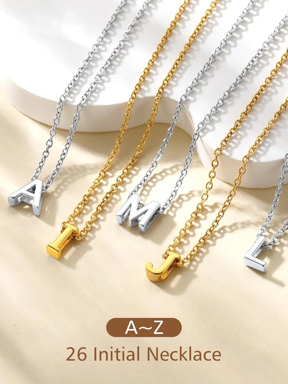 FindChic Dainty Initial Necklaces for Women Platinum Plated/Gold Plated Tiny Letter Necklaces Birthday Gifts for Daughter Mom Gf, with Gift Box