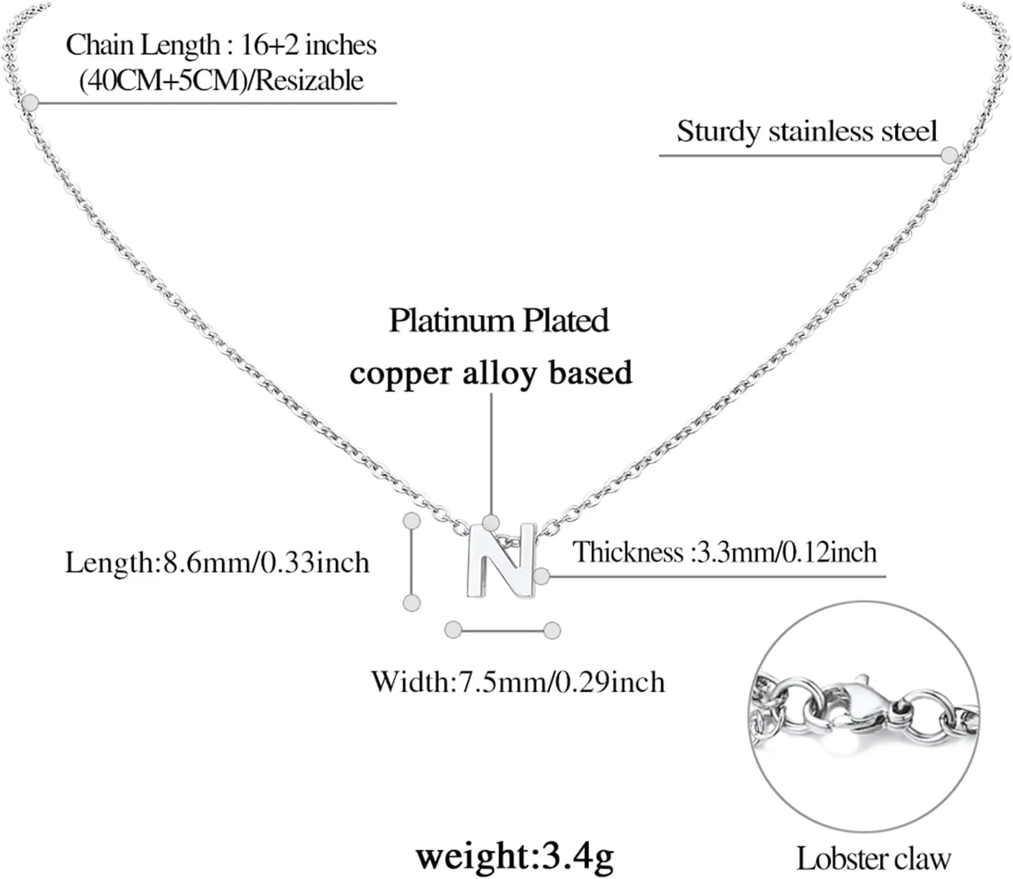 FindChic Dainty Initial Necklaces for Women Platinum Plated/Gold Plated Tiny Letter Necklaces Birthday Gifts for Daughter Mom Gf, with Gift Box