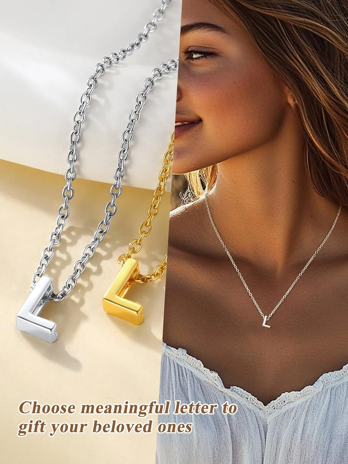 FindChic Dainty Initial Necklaces for Women Platinum Plated/Gold Plated Tiny Letter Necklaces Birthday Gifts for Daughter Mom Gf, with Gift Box