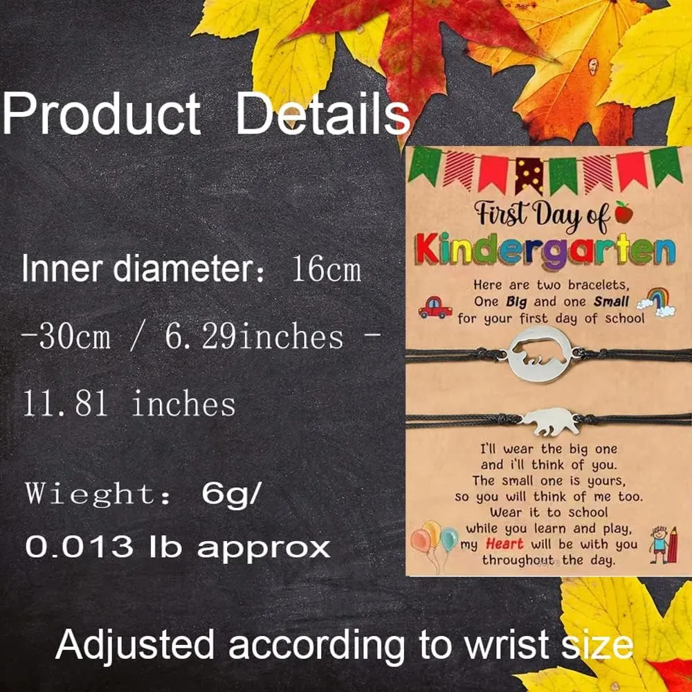 First Day of School Bracelets for Mommy and Me Kindergarten Bracelets,Back to School Bracelets Mother and Daughter Matching Heart Wish Bracelets for First Day of Kindergarten Bracelets Back to School Butterfly Dinosaur Bracelets