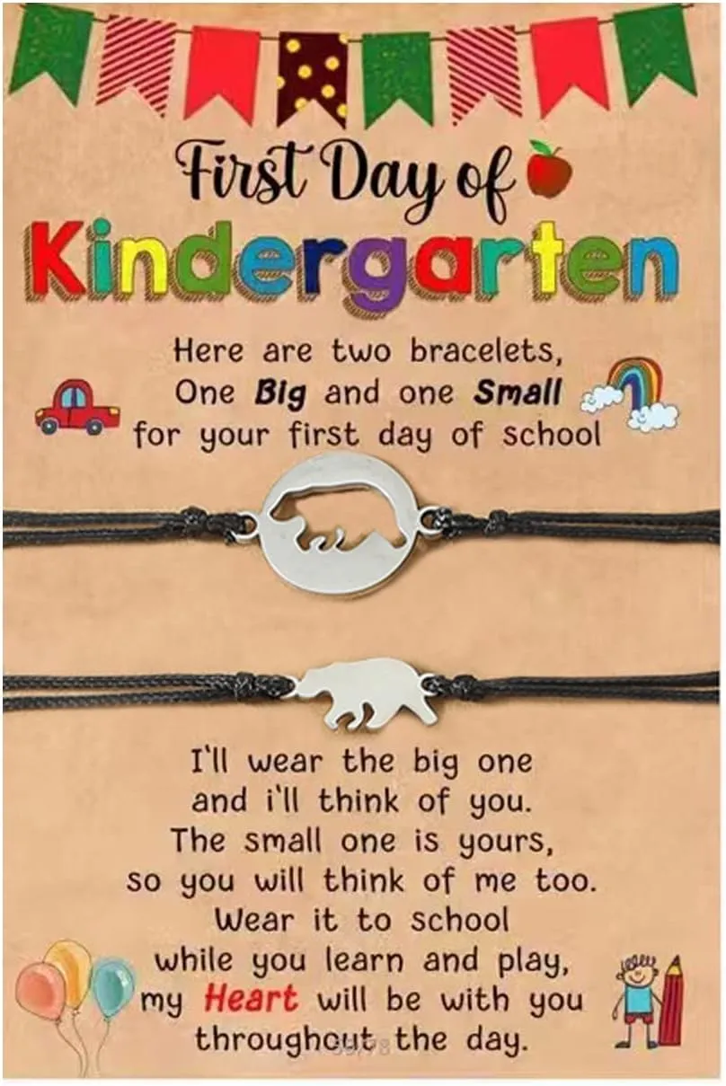 First Day of School Bracelets for Mommy and Me Kindergarten Bracelets,Back to School Bracelets Mother and Daughter Matching Heart Wish Bracelets for First Day of Kindergarten Bracelets Back to School Butterfly Dinosaur Bracelets