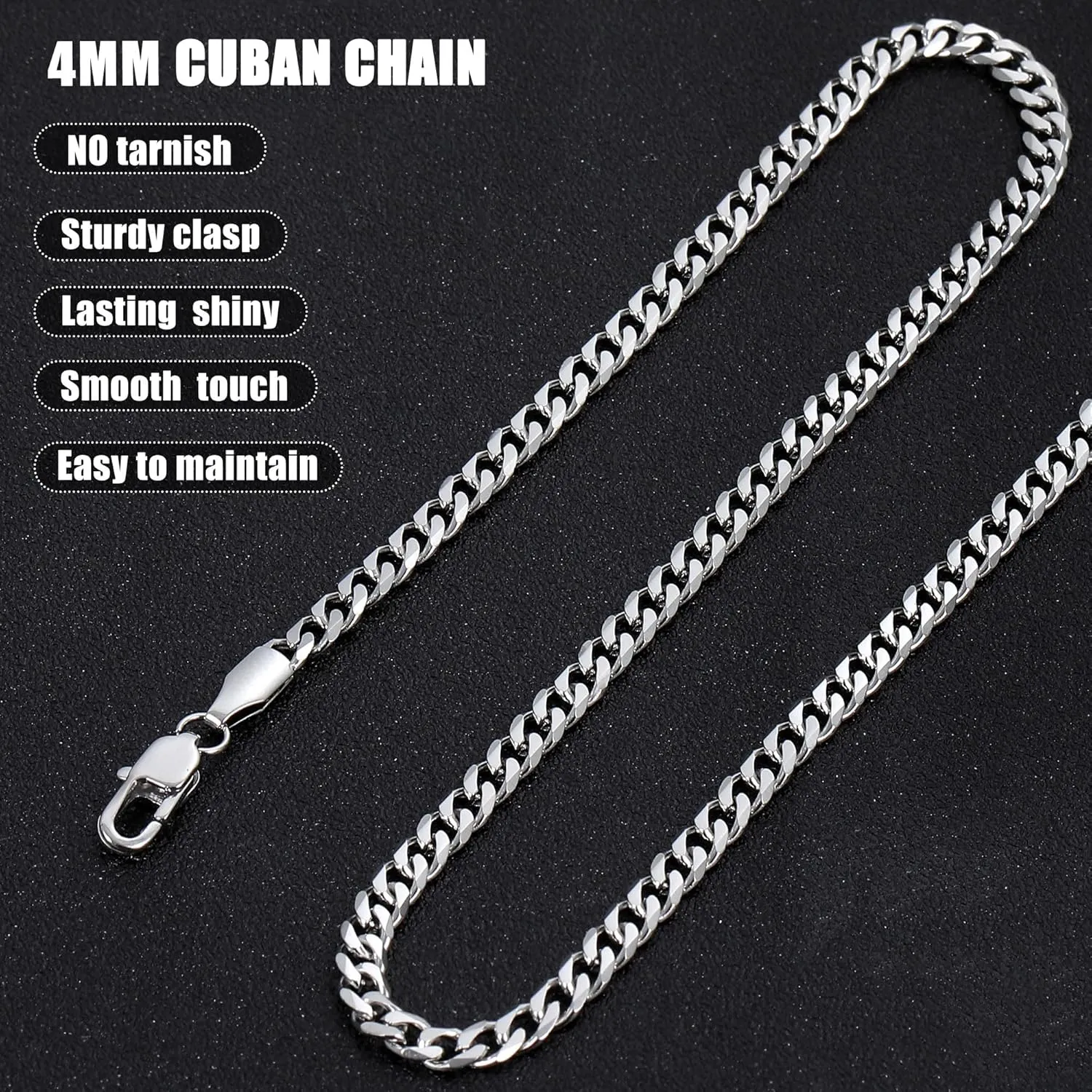 Fiusem 5mm Silver Tone/Gold Cuban Link Chain for Men, Mens Chain Necklaces, Stainless Steel Chain Necklaces for Men Women, 3.5/4/5mm