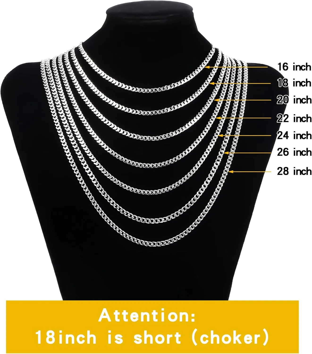 Fiusem 5mm Silver Tone/Gold Cuban Link Chain for Men, Mens Chain Necklaces, Stainless Steel Chain Necklaces for Men Women, 3.5/4/5mm