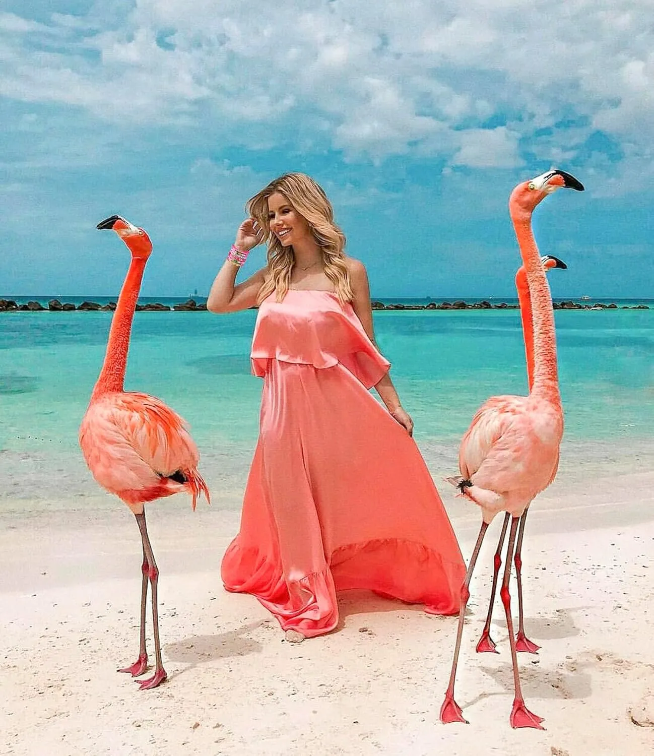 Flamingo Bracelets for Women Pink Flamingo Heishi Clay Beaded Stretch Bracelets Stackable Animal Tropical Bird Elastic Layering Friendship Bracelets Fun Summer Beach Vacation Jewelry