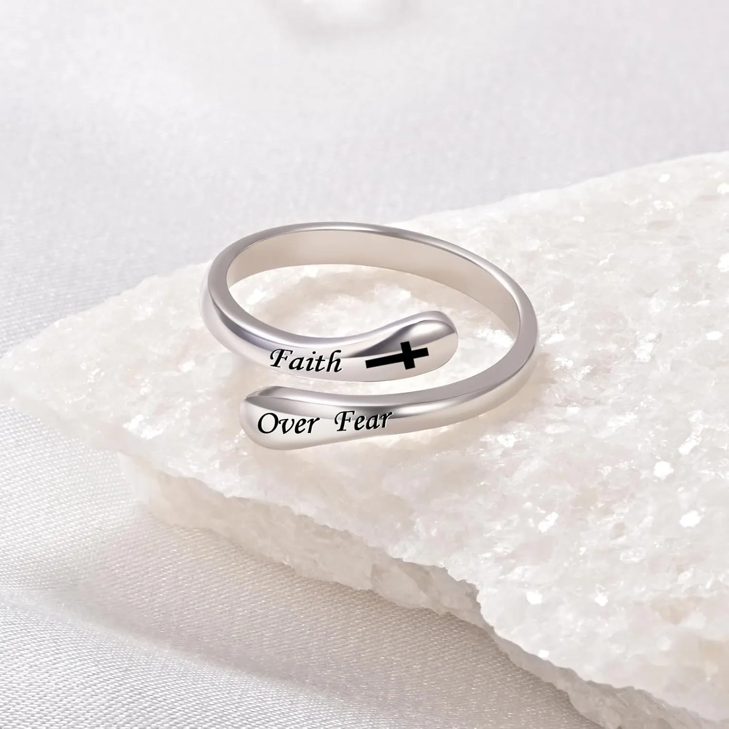 Fookduoduo 925 Sterling Silver Ring Inspirational Jewelry adjustable Wrap Open Rings for Women
