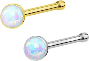 Forbidden Body Jewelry 20g 6mm Surgical Steel, Gold IP Plated & Rose Gold IP Plated Synthetic Opal Top Nose Stud
