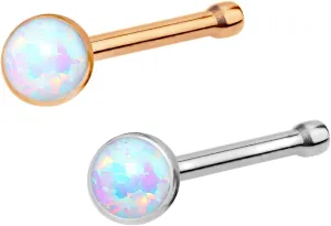 Forbidden Body Jewelry 20g 6mm Surgical Steel, Gold IP Plated & Rose Gold IP Plated Synthetic Opal Top Nose Stud
