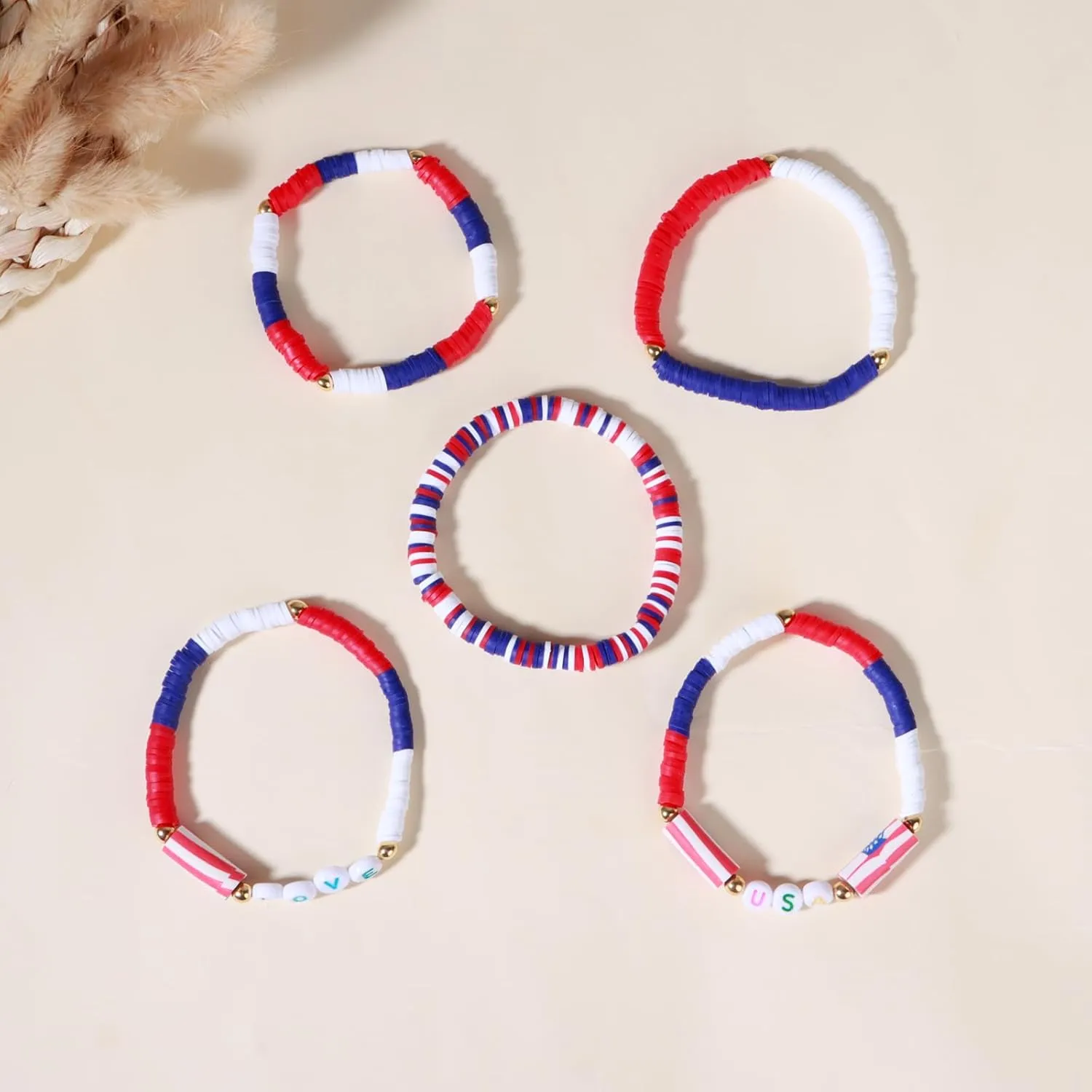 Friendship Bracelets - Beaded Bracelets Set for Teen Women, Stretchable Preppy Bracelets, Stackable & Colorful Bracelets - Ideal Gifts, 4th of July, Halloween, Christmas