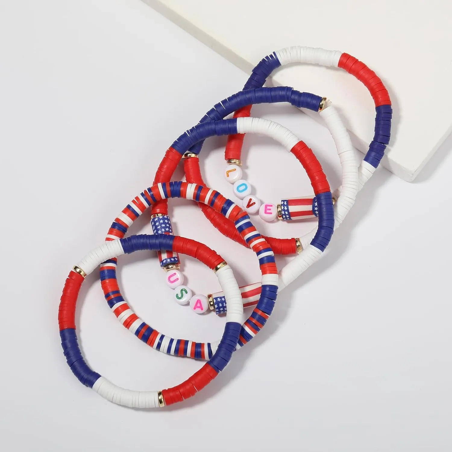 Friendship Bracelets - Beaded Bracelets Set for Teen Women, Stretchable Preppy Bracelets, Stackable & Colorful Bracelets - Ideal Gifts, 4th of July, Halloween, Christmas