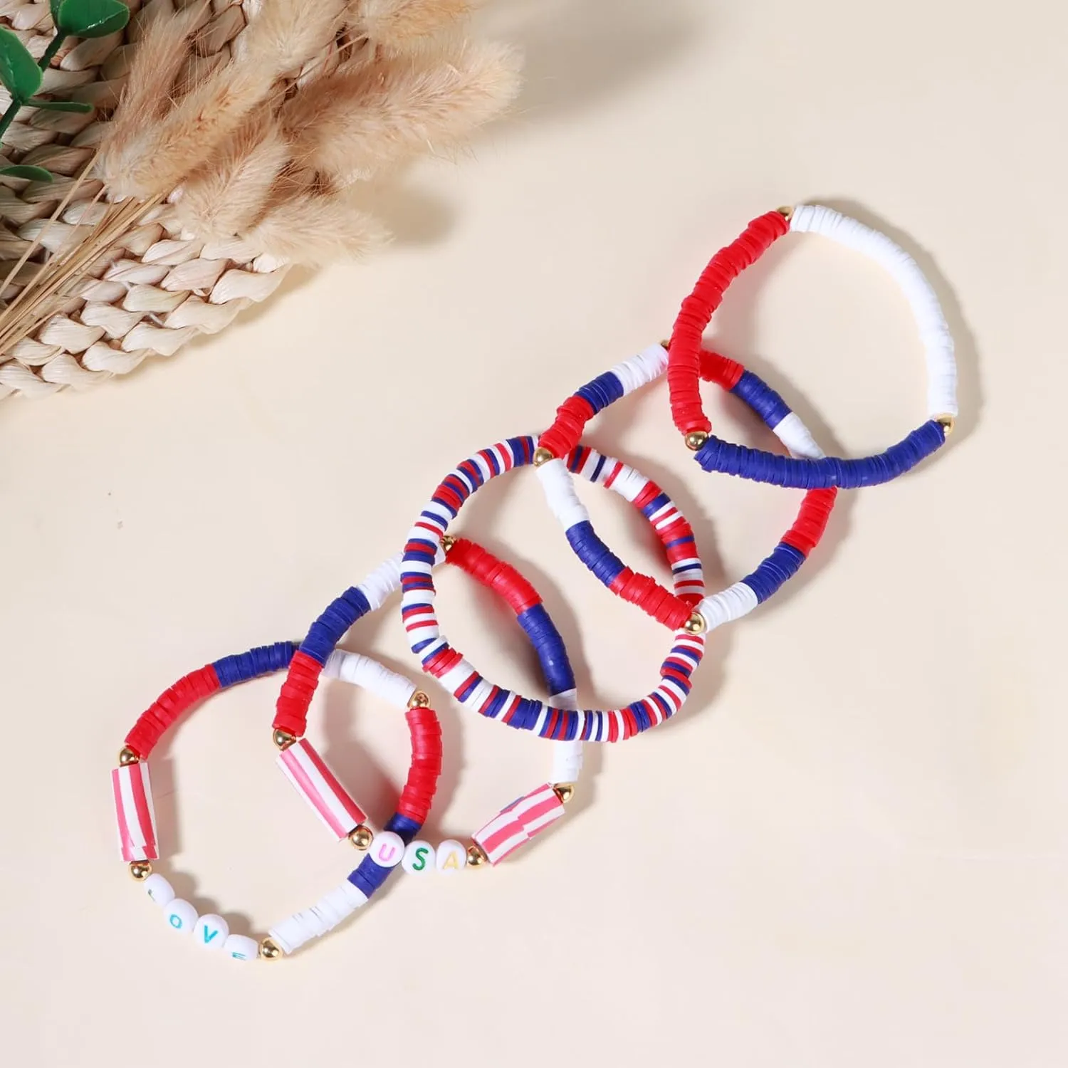 Friendship Bracelets - Beaded Bracelets Set for Teen Women, Stretchable Preppy Bracelets, Stackable & Colorful Bracelets - Ideal Gifts, 4th of July, Halloween, Christmas