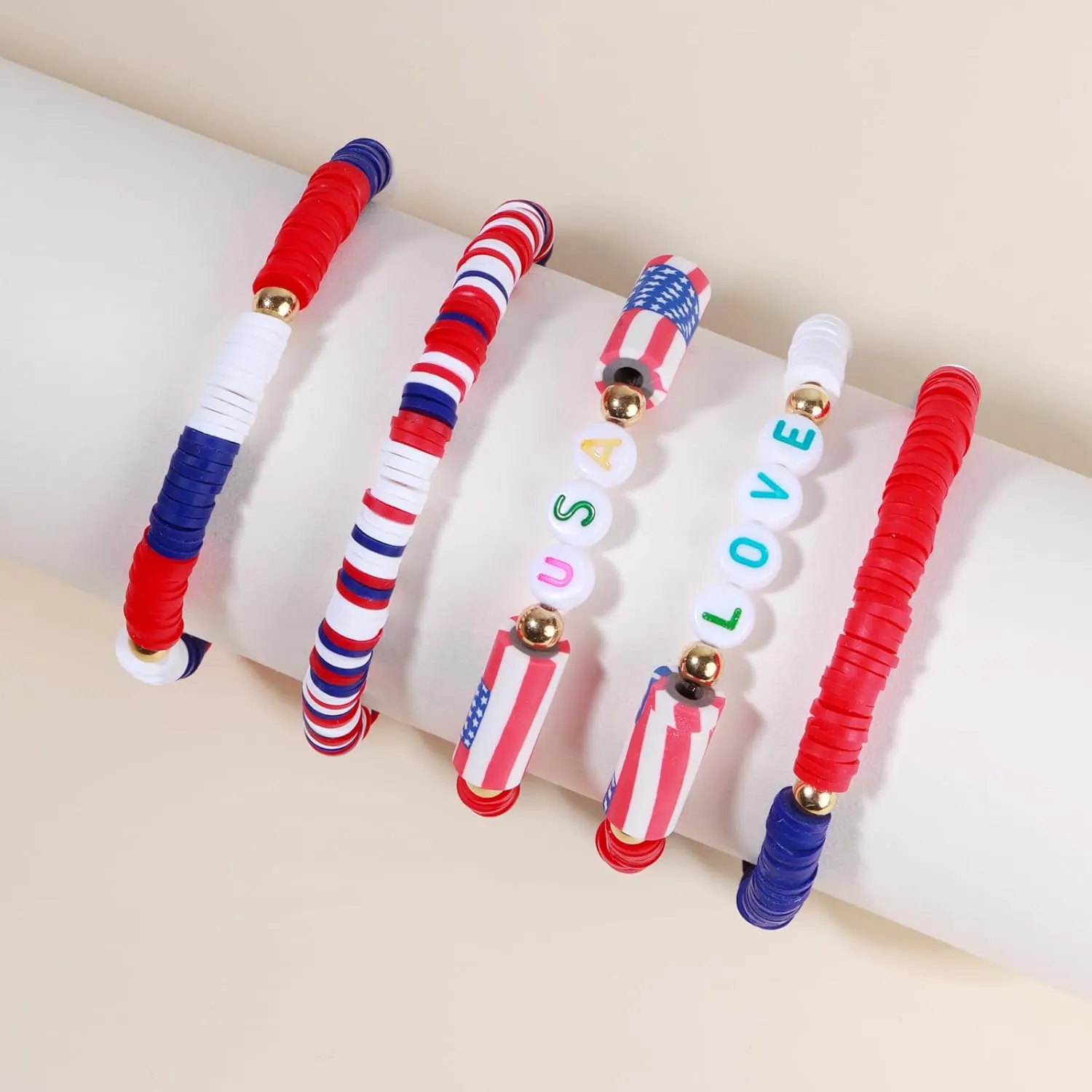 Friendship Bracelets - Beaded Bracelets Set for Teen Women, Stretchable Preppy Bracelets, Stackable & Colorful Bracelets - Ideal Gifts, 4th of July, Halloween, Christmas