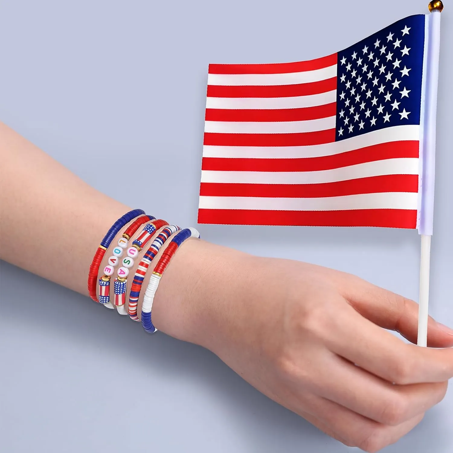 Friendship Bracelets - Beaded Bracelets Set for Teen Women, Stretchable Preppy Bracelets, Stackable & Colorful Bracelets - Ideal Gifts, 4th of July, Halloween, Christmas