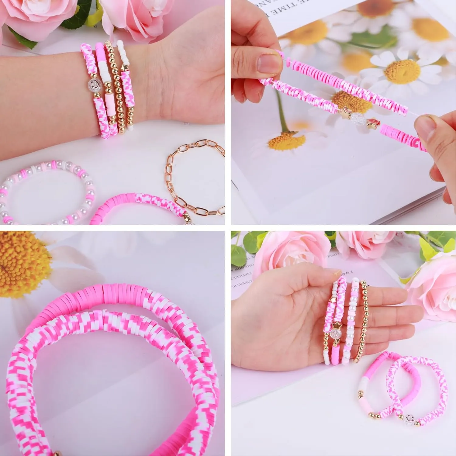 Friendship Bracelets - Beaded Bracelets Set for Teen Women, Stretchable Preppy Bracelets, Stackable & Colorful Bracelets - Ideal Gifts, 4th of July, Halloween, Christmas