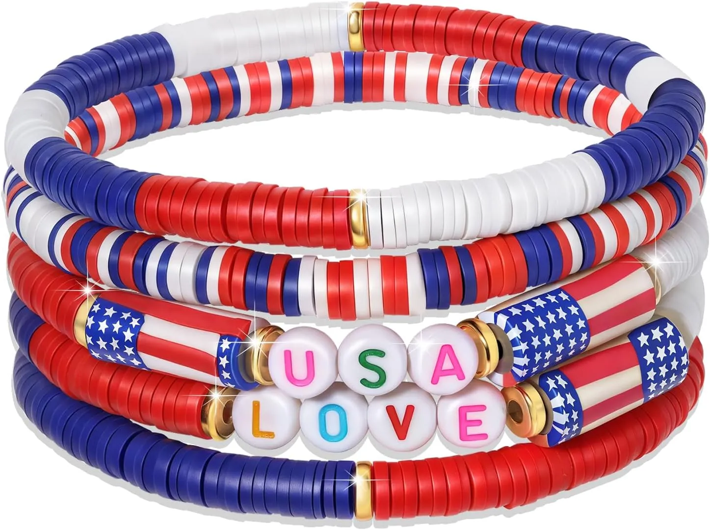 Friendship Bracelets - Beaded Bracelets Set for Teen Women, Stretchable Preppy Bracelets, Stackable & Colorful Bracelets - Ideal Gifts, 4th of July, Halloween, Christmas