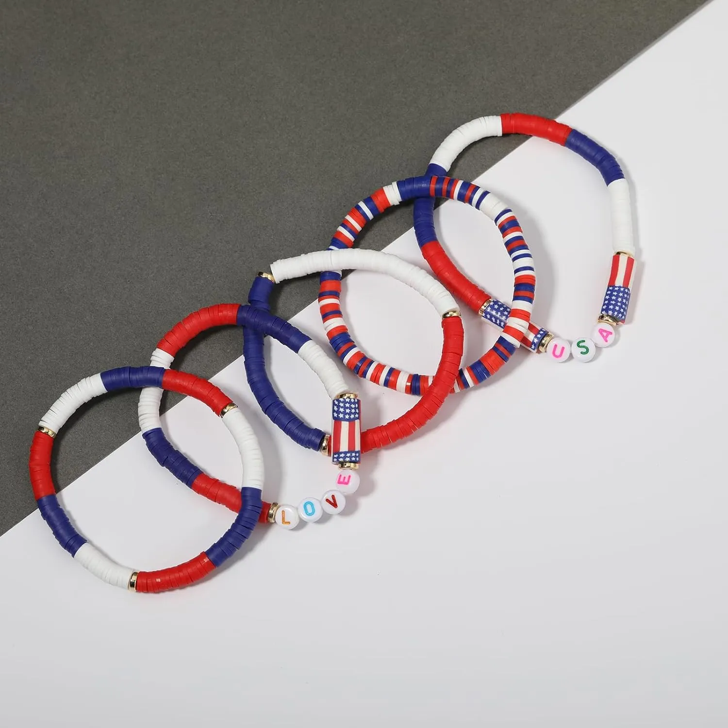 Friendship Bracelets - Beaded Bracelets Set for Teen Women, Stretchable Preppy Bracelets, Stackable & Colorful Bracelets - Ideal Gifts, 4th of July, Halloween, Christmas