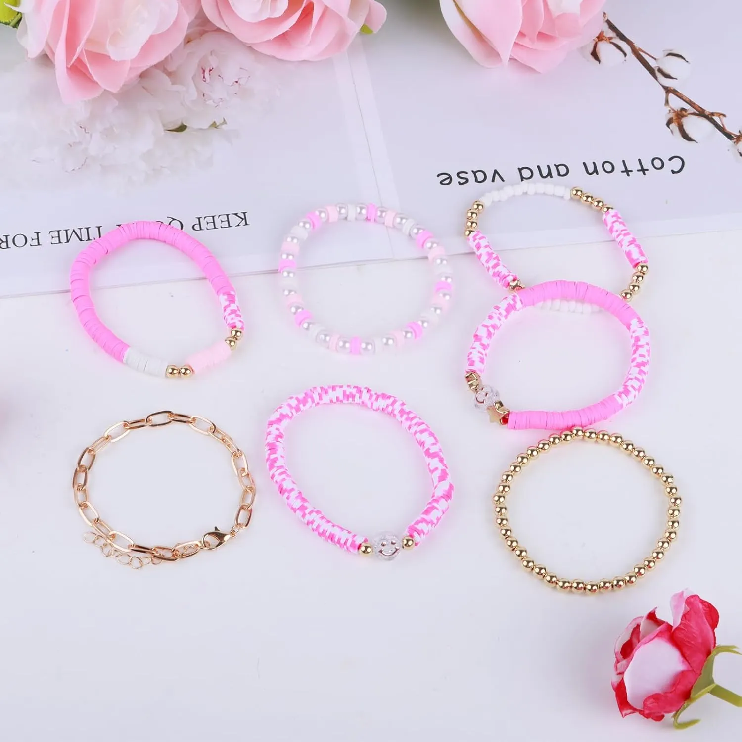 Friendship Bracelets - Beaded Bracelets Set for Teen Women, Stretchable Preppy Bracelets, Stackable & Colorful Bracelets - Ideal Gifts, 4th of July, Halloween, Christmas