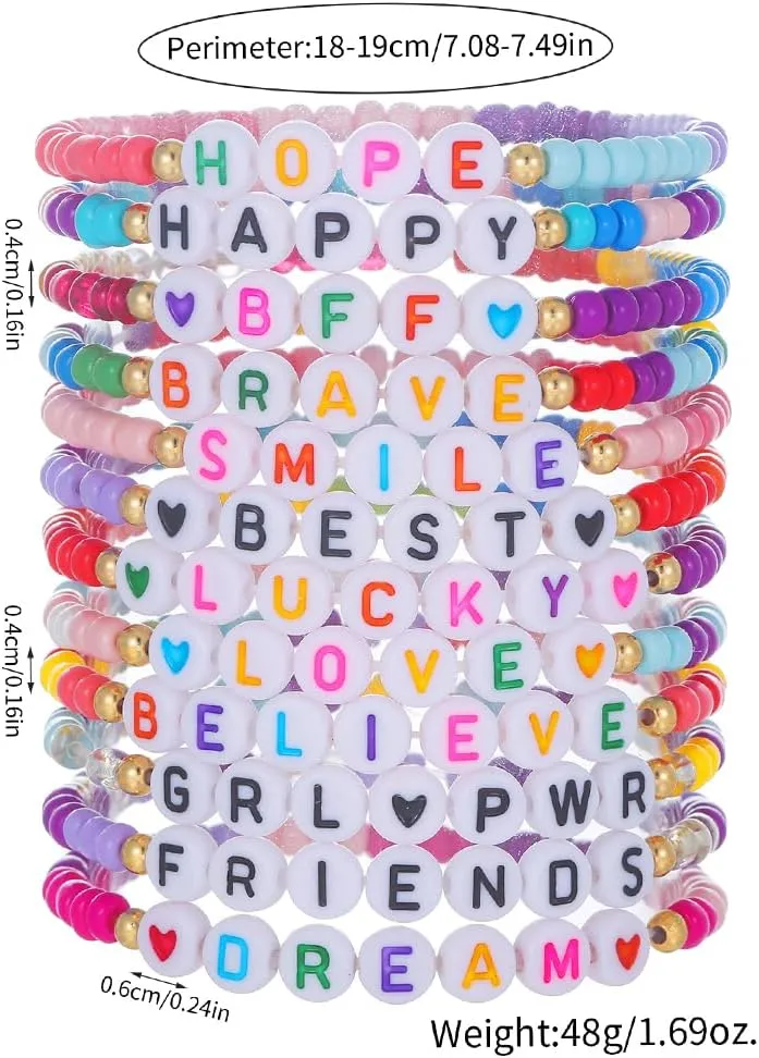 Friendship Bracelets Boho Stackable Bracelets for Women Surfer Heishi Clay Bead Bracelets Stretch Preppy Bracelets Colorful Boho Bracelets for Women