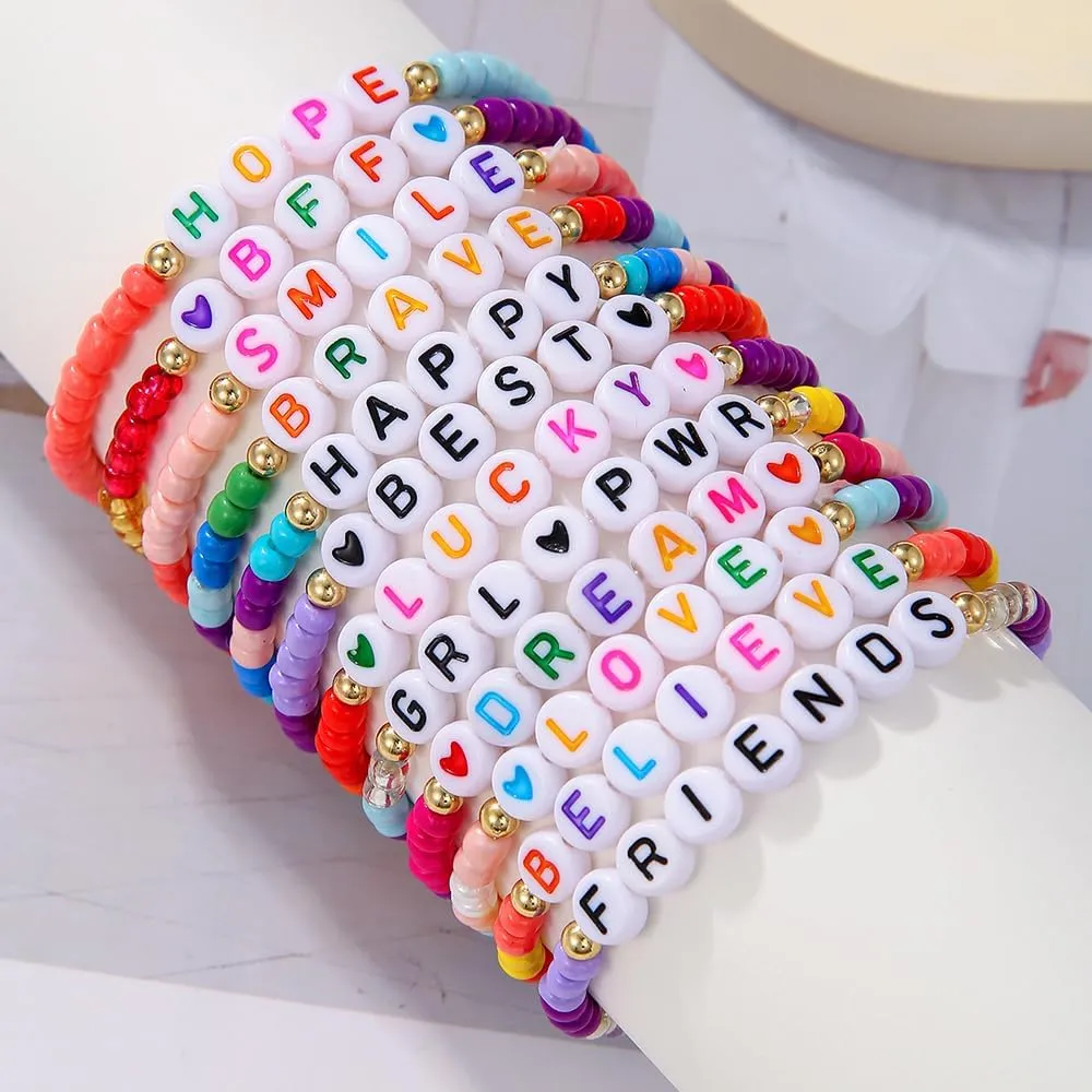 Friendship Bracelets Boho Stackable Bracelets for Women Surfer Heishi Clay Bead Bracelets Stretch Preppy Bracelets Colorful Boho Bracelets for Women